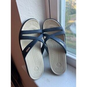 Crocs Patricia Wedge II in Blue & Ivory Women’s Size 7